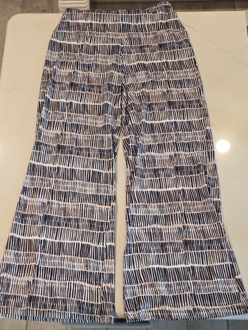 Wide Leg Printed Palazzo Pants in Brown, Tan, and White